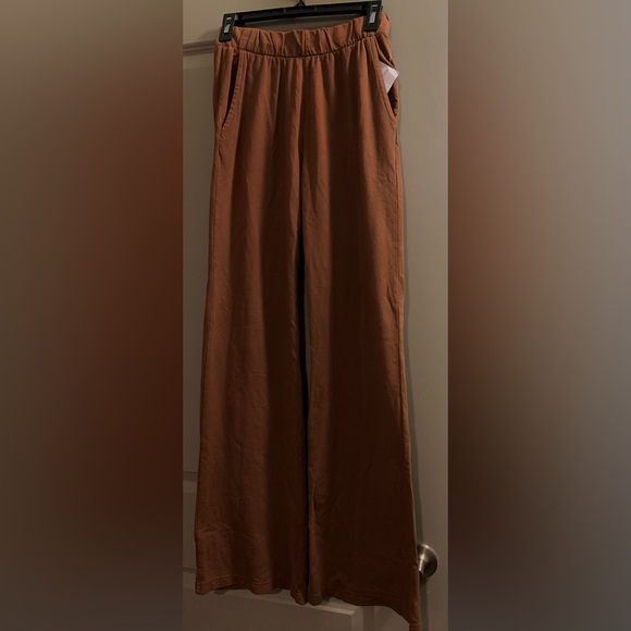 Talentless French Terry Lounge Pants Brown Pull-on Relaxed Wide Flare Boot Leg - Picture 4 of 8